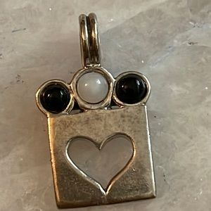 JM Thailand 925 Moonstone Onyx Sterling Silver Heart Pendant